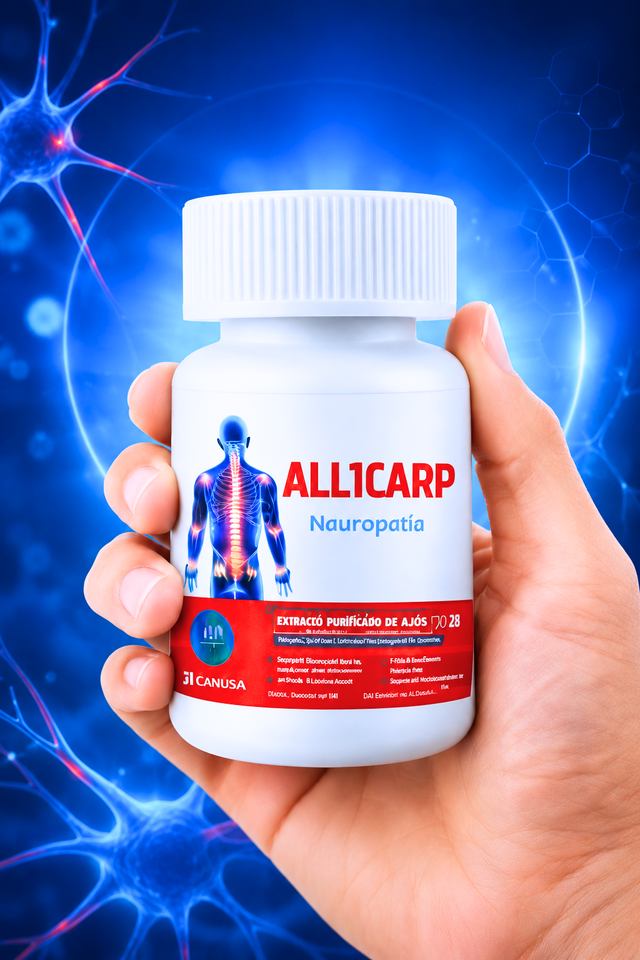 ALLICARP PARA LA NEUROPATÍA |  Con Vitamina B1, B6, B12, Ácido Fólico, D3 y E. Alivia el ardor, hormigueo y entumicimiento en pies y manos.