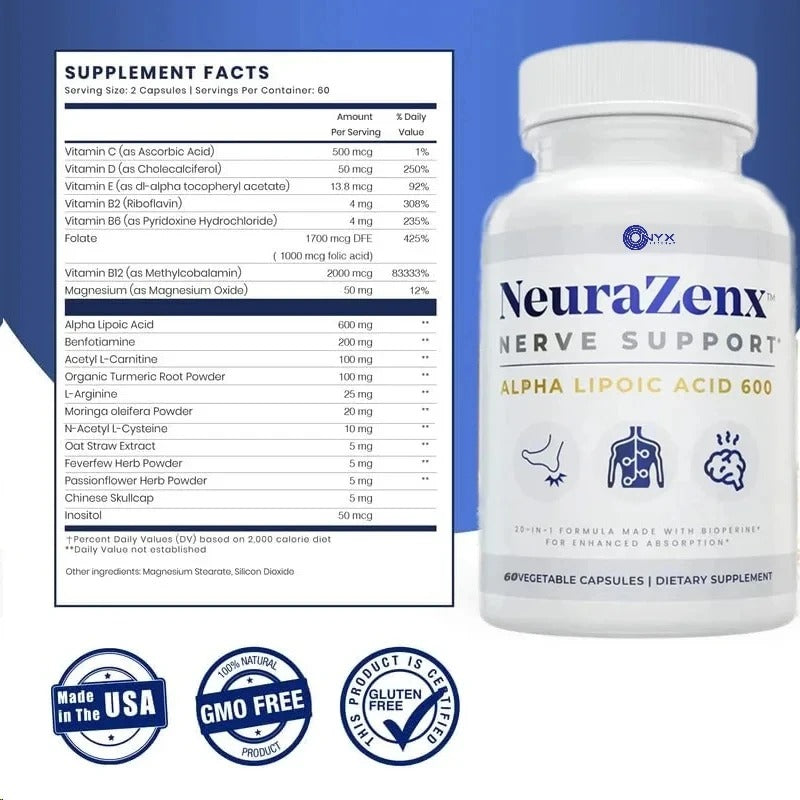 NeuraZenx con Benfotiamina + Vitamina B1 B6 B12 D3| Repara y Fortalece tu Sistema Nervioso