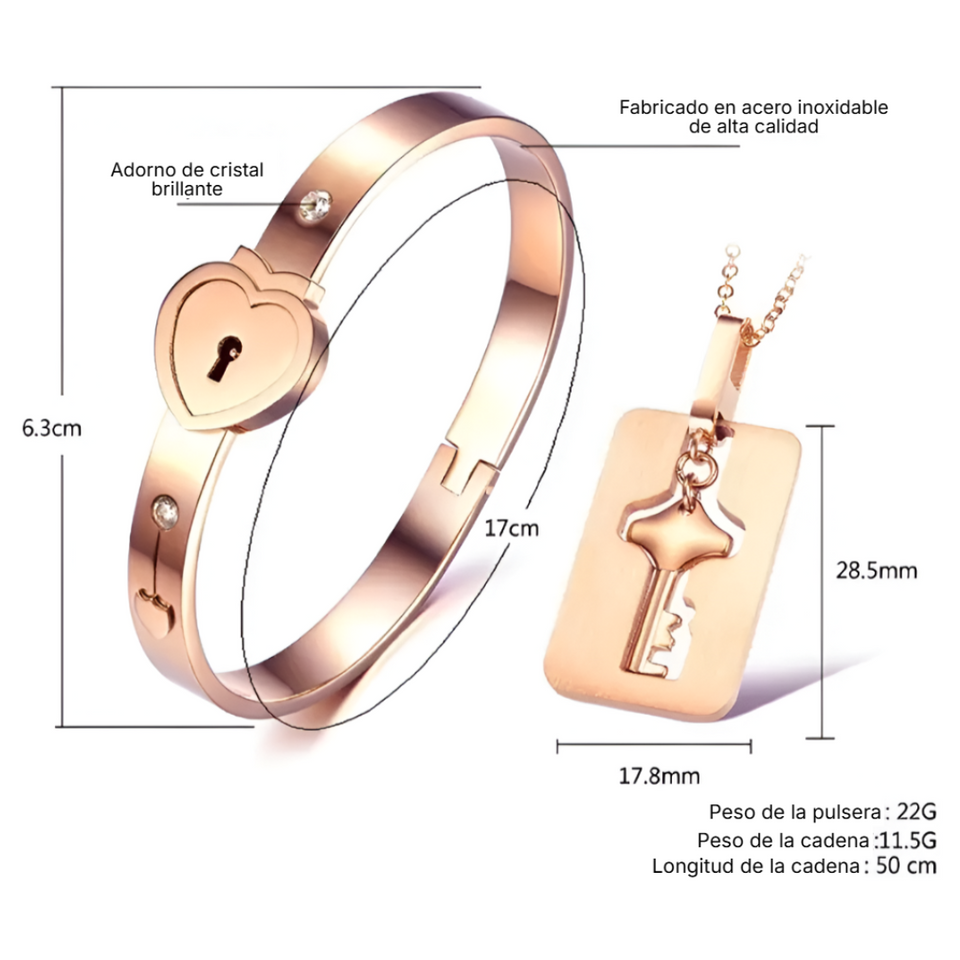 Set Llave De Mi Corazón: Pulsera + Collar